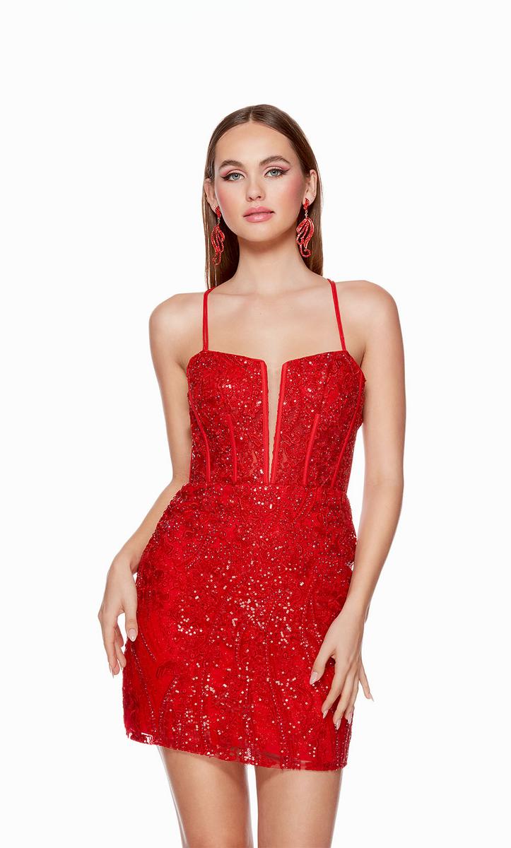 Alyce Paris Sequin Lace Homecoming Dress 4617 - Main Image