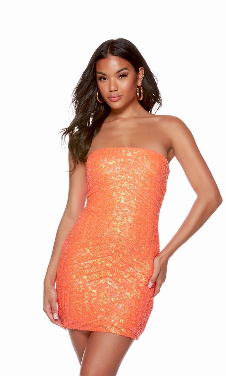strapless orange hoco dress Orange Strapless Tight Homecoming Dress