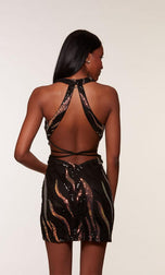 Alyce Paris Zebra Sequin Homecoming Dress 4655 Alyce Paris Zebra Sequin Homecoming Dress 4655