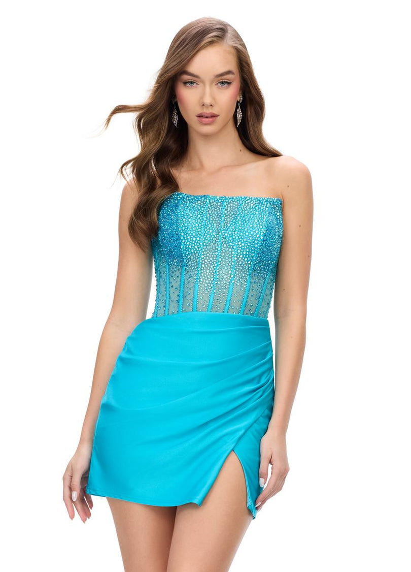 ASHLEYlauren Illusion Corset Homecoming Dress 4686 Red / 00 ASHLEYlauren Illusion Corset Homecoming Dress 4686 Red / 00
