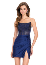 ASHLEYlauren Illusion Corset Homecoming Dress 4686