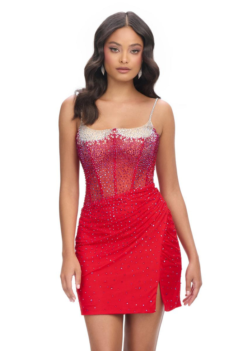 ASHLEYlauren Short Embellished Dress 4690 White / 2 ASHLEYlauren Short Embellished Dress 4690 White / 2