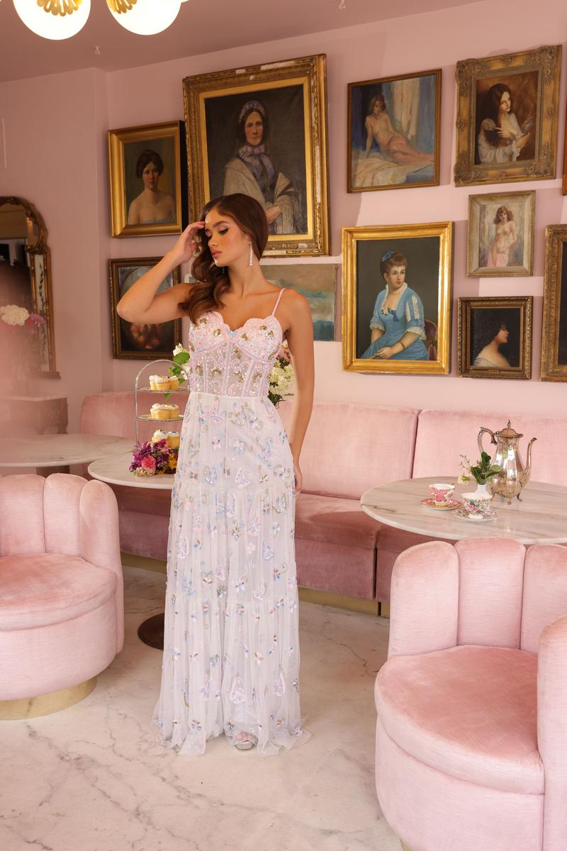 illusion bodice prom dress Illusion Corset Sleeveless Sky Blue Sequin Mermaid Prom Dress