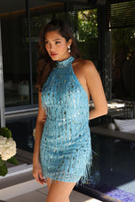 Ava Presley High Neck Fringe HoCo Dress 47115