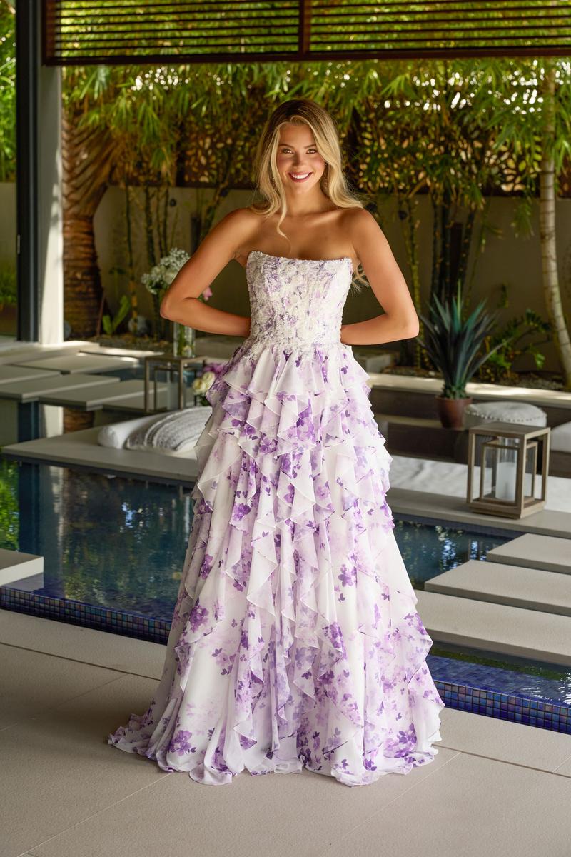 Ava Presley Chiffon Ruffle Floral Pattern Prom Dress 47145 Ava Presley Chiffon Ruffle Floral Pattern Prom Dress 47145