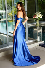 Ava Presley Ruched Bow Off-the-Shoulder Prom Dress 47174