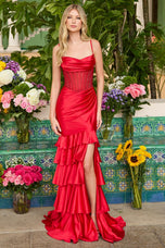 Ava Presley Satin Ruffle Prom Dress 47176