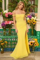 Ava Presley Off-the Shoulder Ruched Prom Dress 47208