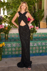Ava Presley Cross Over Cut Out Open Back Prom Dress 47264