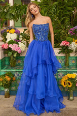 Ava Presley Strapless Tiered Ruffle Ball Gown Dress 47271