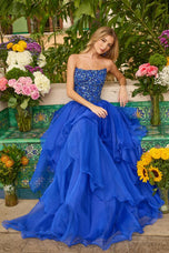 Ava Presley Strapless Tiered Ruffle Ball Gown Dress 47271