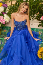 Ava Presley Strapless Tiered Ruffle Ball Gown Dress 47271