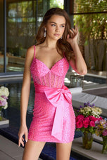 Ava Presley Side Bow Pearl Beaded HoCo Dress 47287