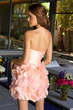 Ava Presley Strapless Satin Ruched Floral HoCo Dress 47313