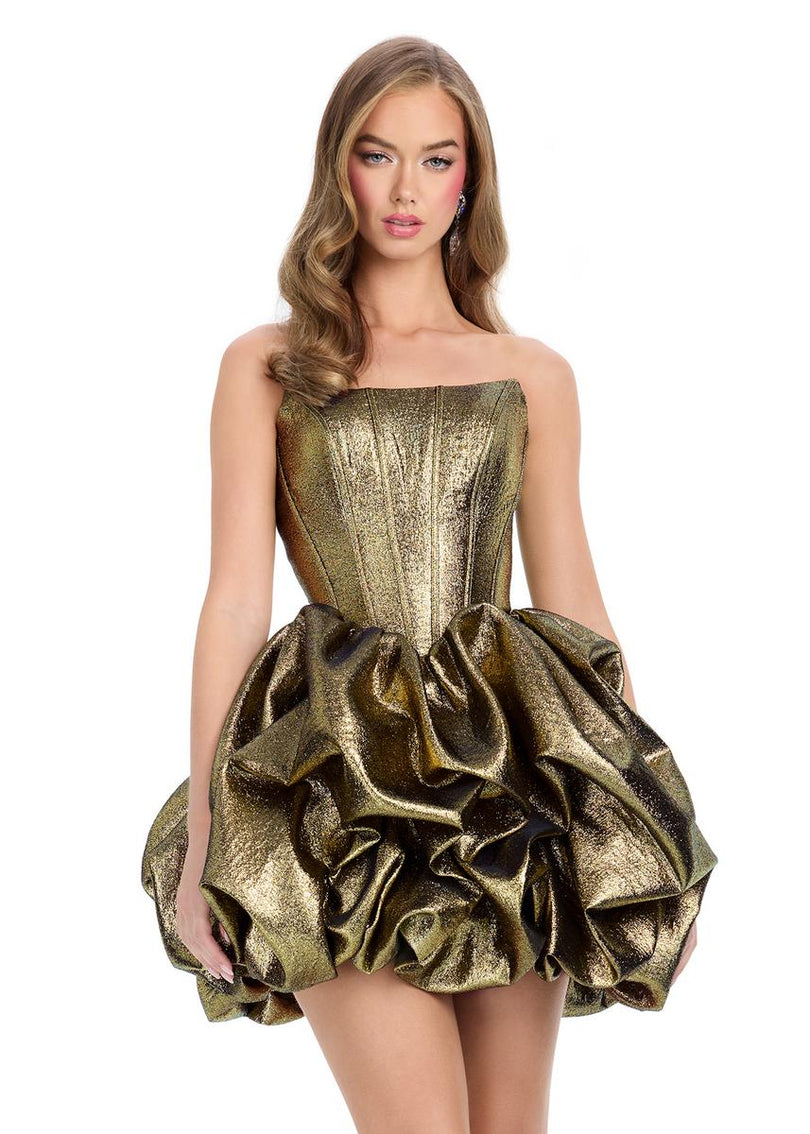 ASHLEYlauren Strapless Metallic Corset Cocktail Dress 4789 ASHLEYlauren Strapless Metallic Corset Cocktail Dress 4789