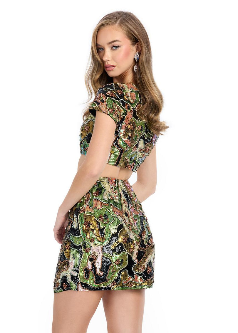 ASHLEYlauren Two Piece Sequin Cocktail Dress 4794 ASHLEYlauren Two Piece Sequin Cocktail Dress 4794