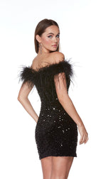 Alyce Paris Feather Sequin Homecoming Dress 4798