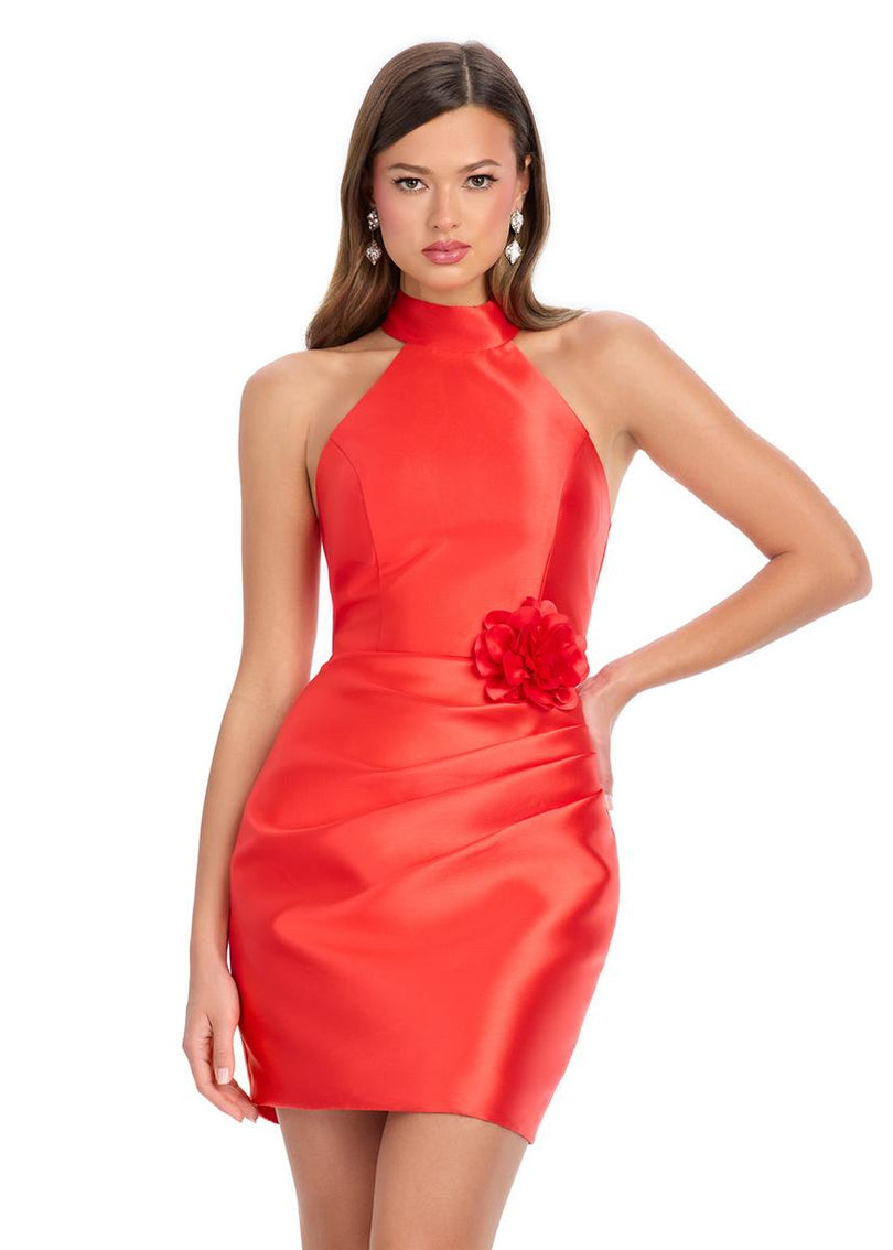 ASHLEYlauren Tight High Neck Cocktail Short Dress 4802 Red / 2 ASHLEYlauren Tight High Neck Cocktail Short Dress 4802 Red / 2