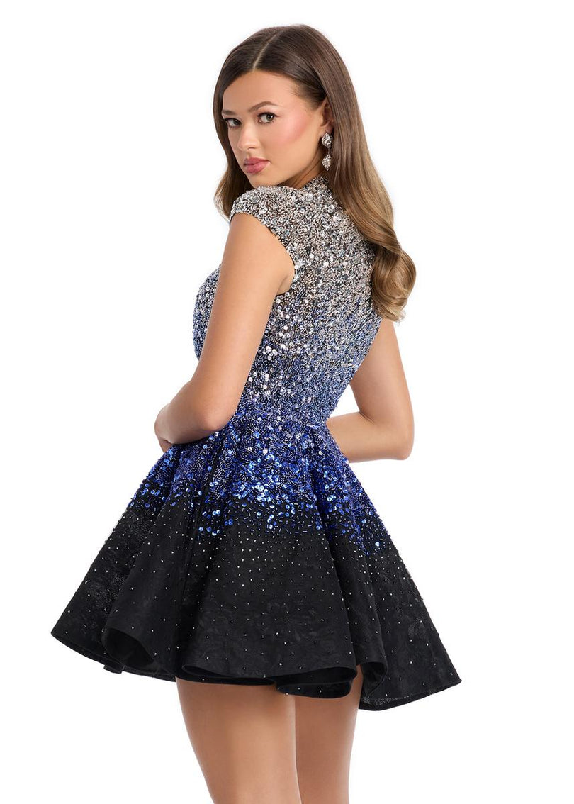 ASHLEYlauren Ombre Sequin Cocktail Dress 4804 Black / 2 ASHLEYlauren Ombre Sequin Cocktail Dress 4804 Black / 2