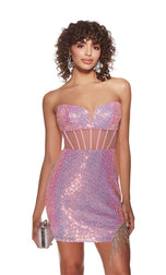 Alyce Paris Sequin Illusion Corset HoCo Dress 4811