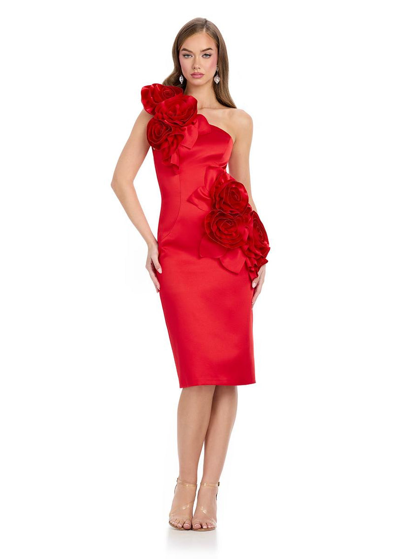 ASHLEYlauren One Shoulder Midi Dress 4814 ASHLEYlauren One Shoulder Midi Dress 4814