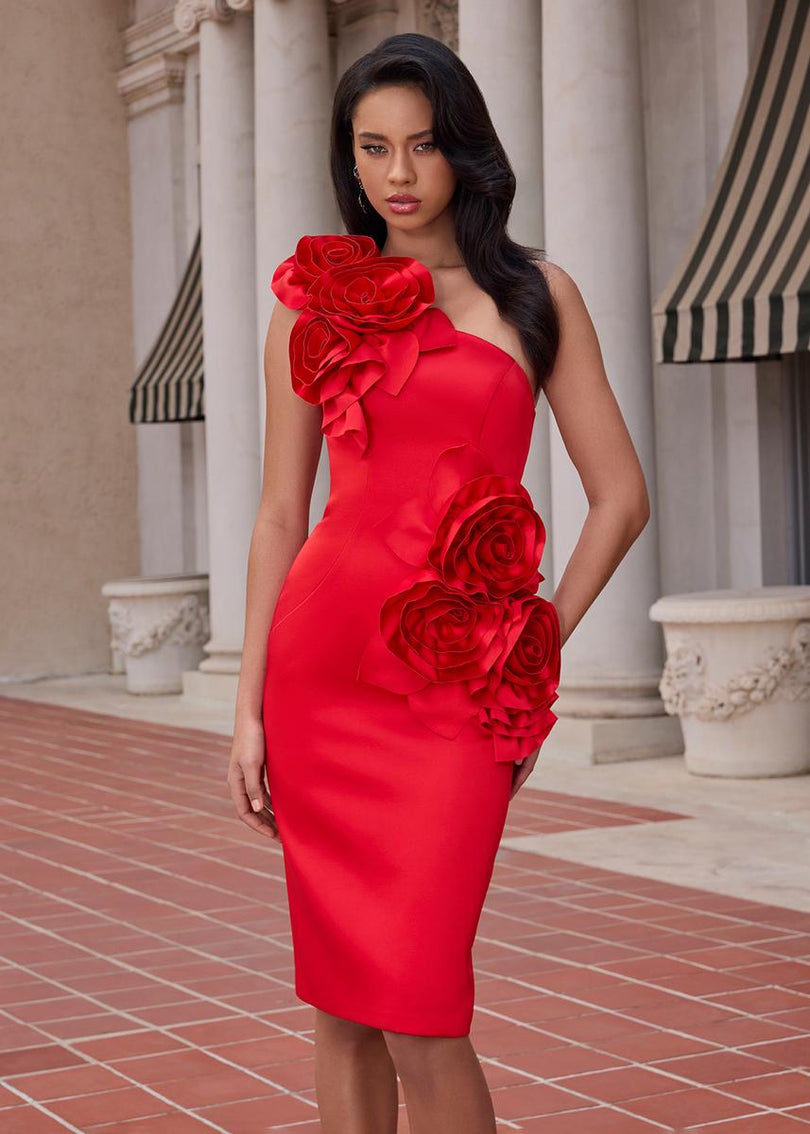 ASHLEYlauren One Shoulder Midi Dress 4814