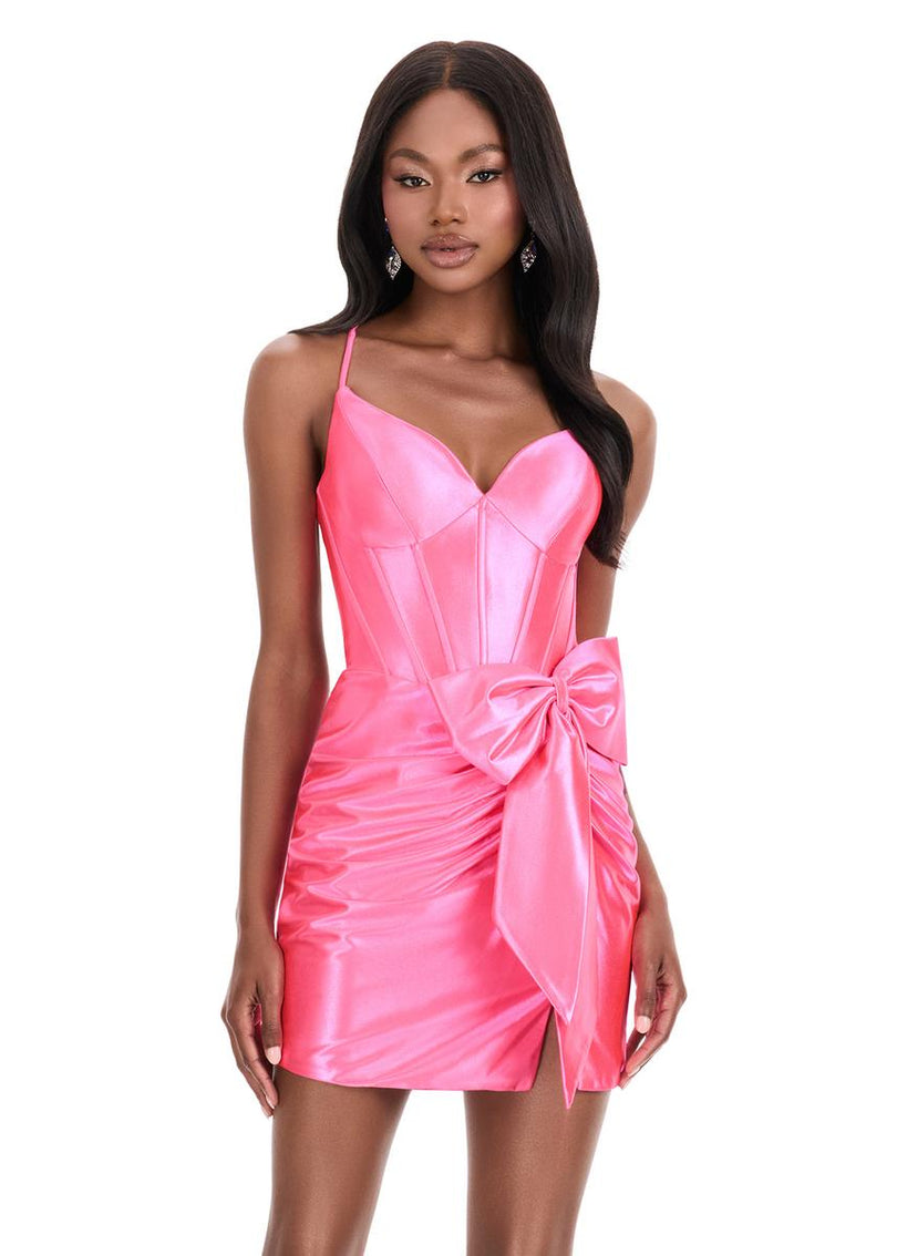 ASHLEYlauren Corset Bow Homecoming Dress 4827