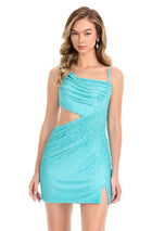 ASHLEYlauren Ruched Cut Out HoCo Dress 4863