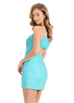 ASHLEYlauren Ruched Cut Out HoCo Dress 4863