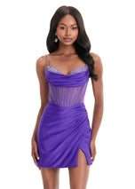 ASHLEYlauren Fitted Sheer Corset Homecoming Dress 4864