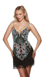 Alyce Paris Beaded Fringe Homecoming Dress 4872