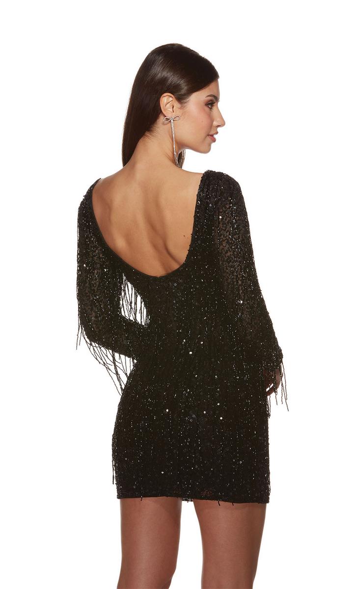 Alyce Paris Long Sleeve Fringe Homecoming Dress 4873 Alyce Paris Long Sleeve Fringe Homecoming Dress 4873