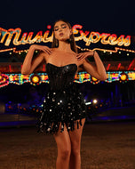 Alyce Paris Strapless Sequin Fringe HoCo Dress 4876