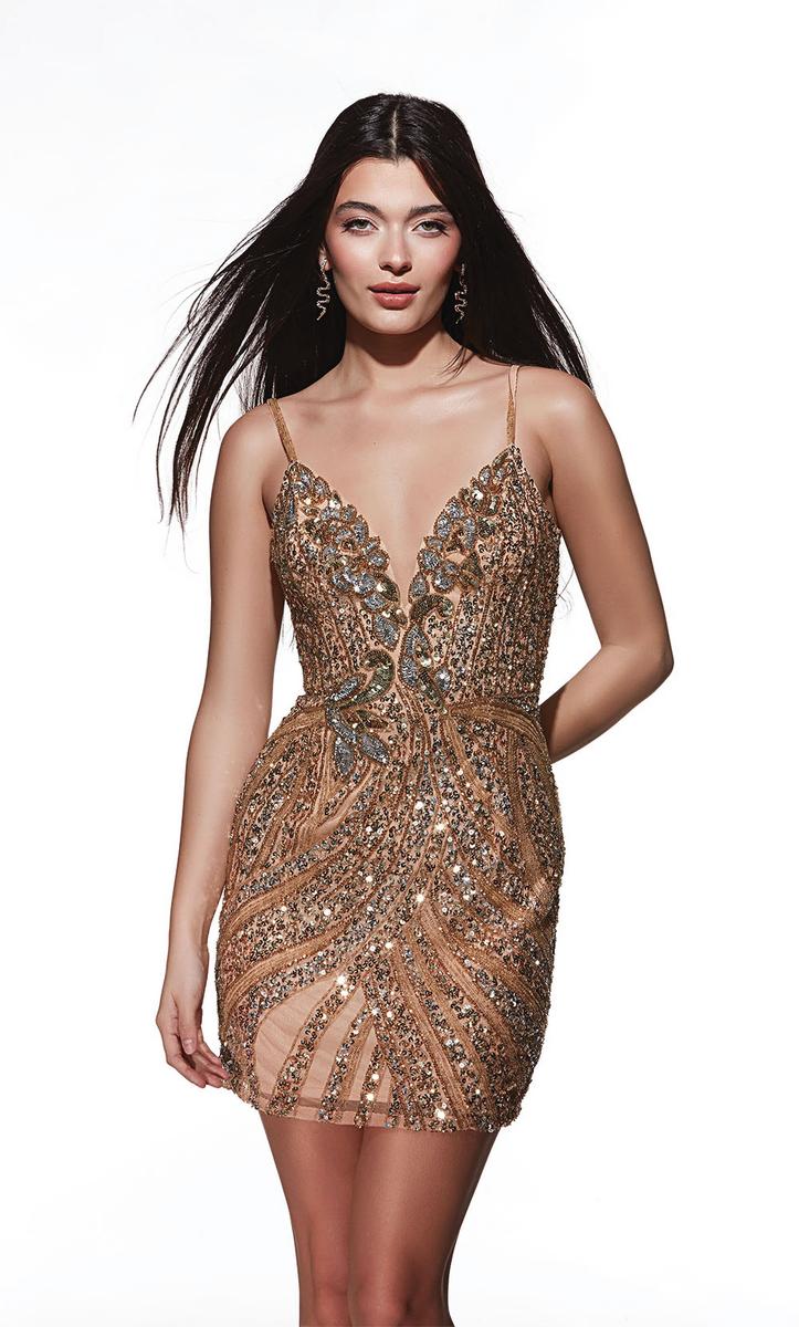 Alyce Paris Plunging Sequin HoCo Dress 4879 Alyce Paris Plunging Sequin HoCo Dress 4879