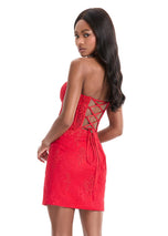 ASHLEYlauren Fitted Lace-Up Back Short HoCo Dress