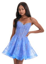 ASHLEYlauren Strapless Lace Tulle HoCo Dress 4882