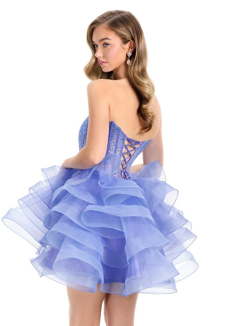 ASHLEYlauren Strapless Voluminous Ruffle Skirt Dress 4883