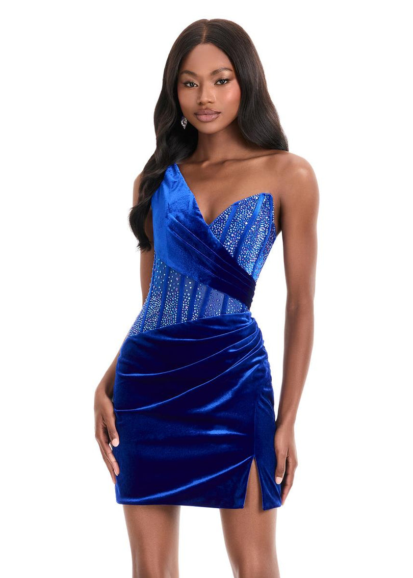 ASHLEYlauren Asymmetrical Dropped Waist HoCo Dress 4886 ASHLEYlauren Asymmetrical Dropped Waist HoCo Dress 4886