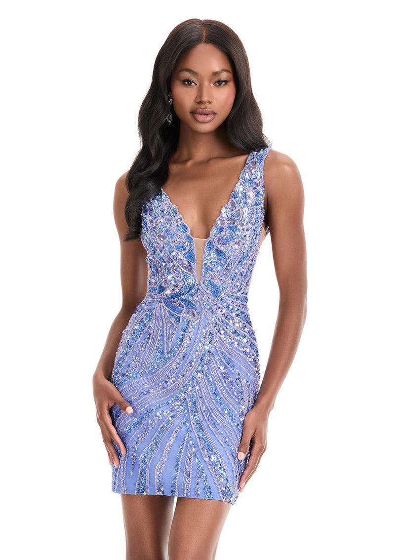 homecoming dresses periwinkle ASHLEYlauren Beaded Homecoming Dress 4893 Blue/Jade / 2