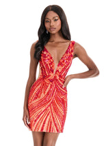 ASHLEYlauren Beaded Homecoming Dress 4893