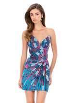 ASHLEYlauren Strapless Beaded Homecoming Dress 4894