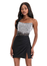 ASHLEYlauren Strapless Mesh Corset Pearl HoCo Dress 4923