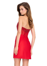 ASHLEYlauren Strapless Mesh Corset Pearl HoCo Dress 4923