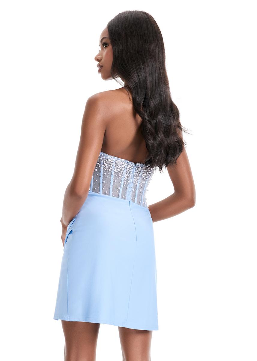ASHLEYlauren Strapless Mesh Corset Pearl HoCo Dress 4923 9281946353895