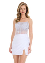 ASHLEYlauren Strapless Mesh Corset Pearl HoCo Dress 4923