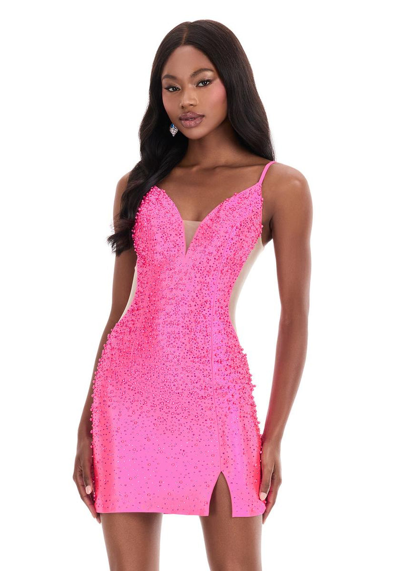 ASHLEYlauren Illusion Side Cut-Outs HoCo Dress 4926 Black / 14