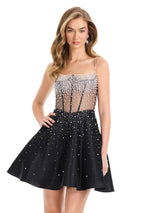 ASHLEYlauren Beaded Sheer Corset HoCo Dress 4927