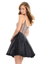ASHLEYlauren Beaded Sheer Corset HoCo Dress 4927