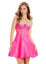 ASHLEYlauren Beaded Sheer Corset HoCo Dress 4927