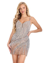 ASHLEYlauren Fully Asymmetrical Beaded HoCo Dress 4928